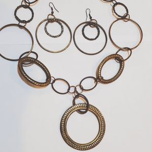 3pc Brass Necklace and earrings set